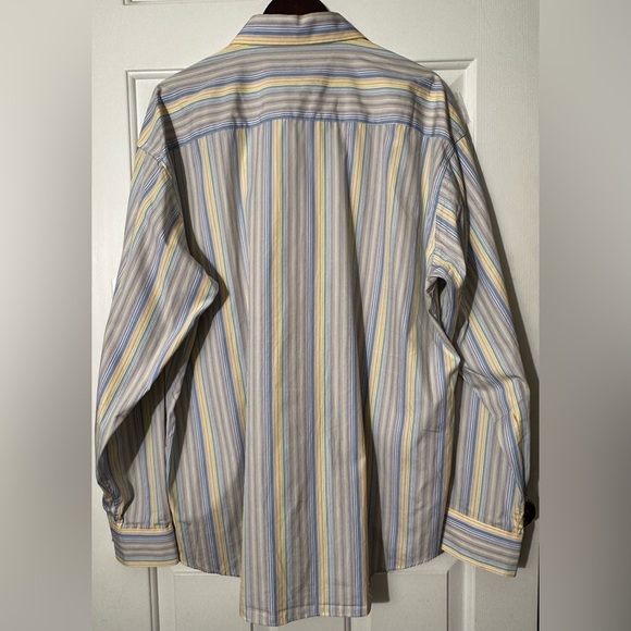 BUGATCHI UOMO XL Pastel Stripe Decorative Vertical Embroidery Spread Collar NICE - Picture 13 of 15